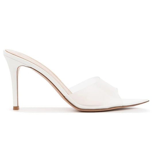 Gianvito Rossi Elle 85mm open-toe mules "White" - DUBAI ALL STAR