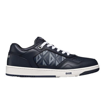 B27 LOW-TOP SNEAKER Navy Blue Smooth Calfskin and CD Diamond Canvas - DUBAI ALL STAR