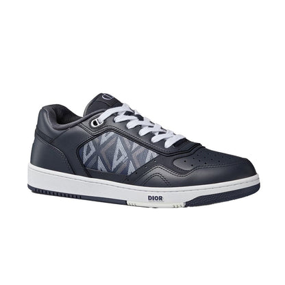 B27 LOW-TOP SNEAKER Navy Blue Smooth Calfskin and CD Diamond Canvas - DUBAI ALL STAR