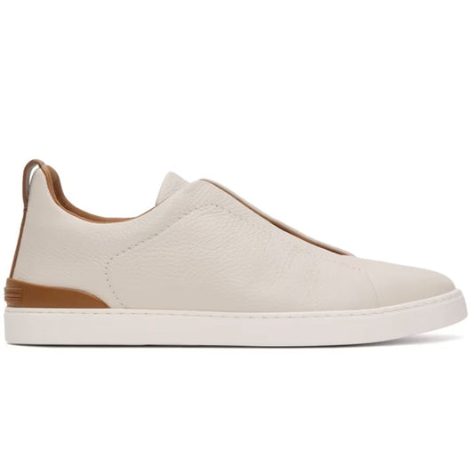 ZEGNA Off-White Deerskin Triple Stitch Sneakers - DUBAI ALL STAR