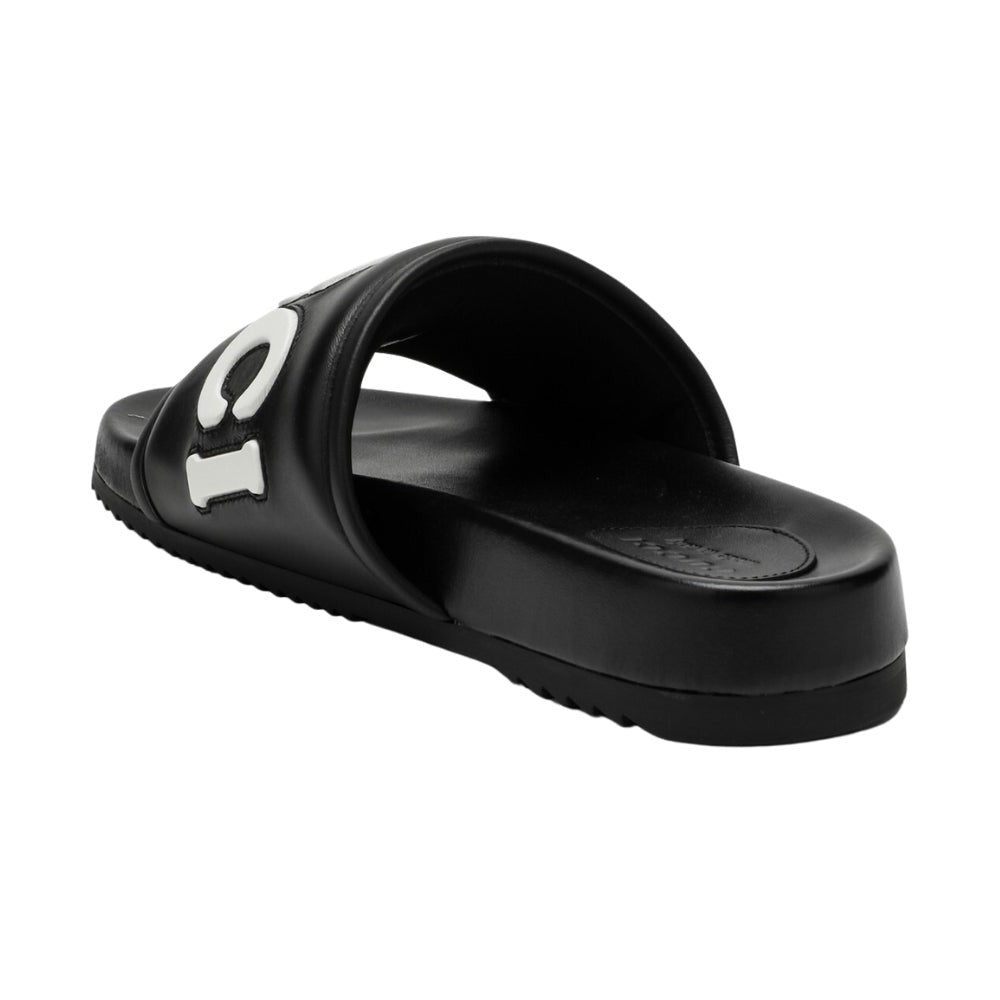 Gucci Black Leather Slide With Logo - DUBAI ALL STAR