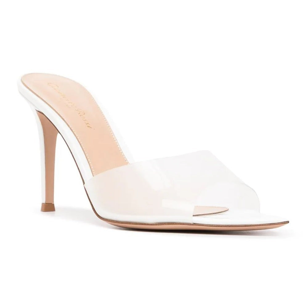 Gianvito Rossi Elle 85mm open-toe mules "White" - DUBAI ALL STAR