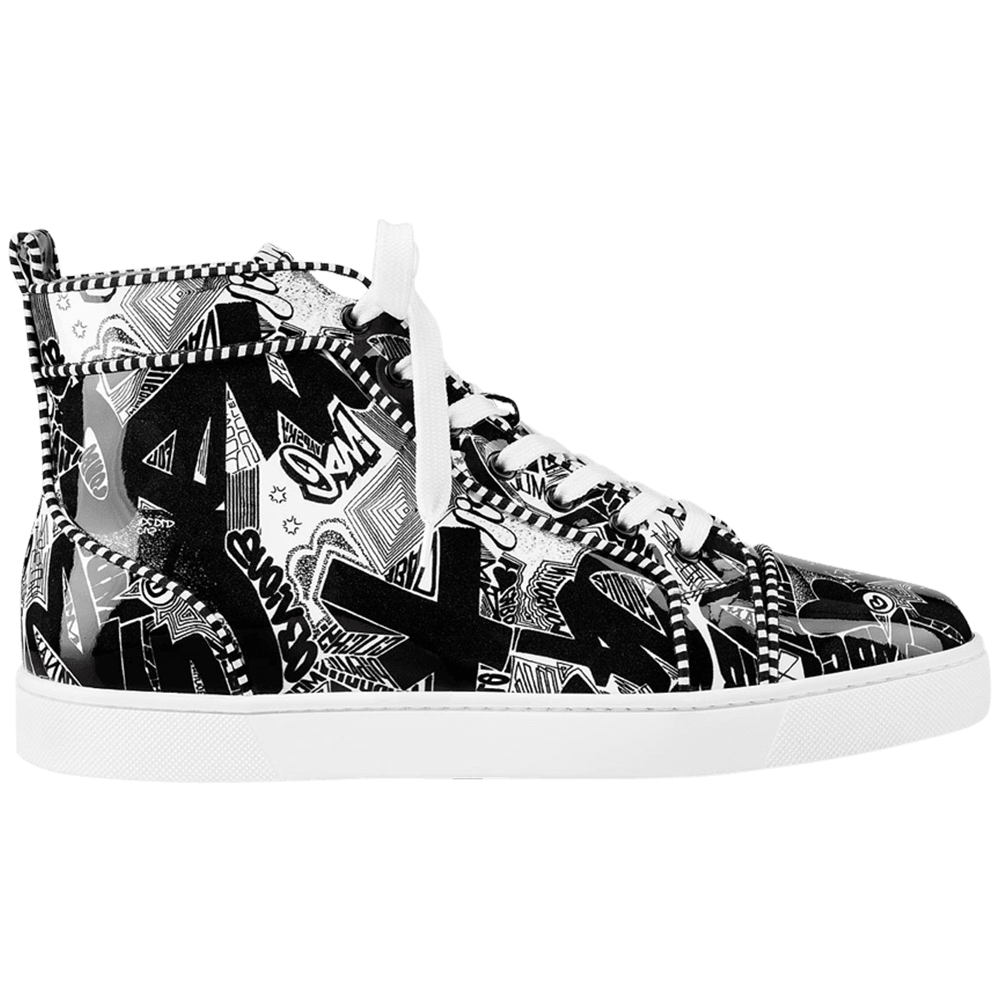 Christian Louboutin Louis Orlato Men’s Flat Black/White Patent Nicograf - DUBAI ALL STAR