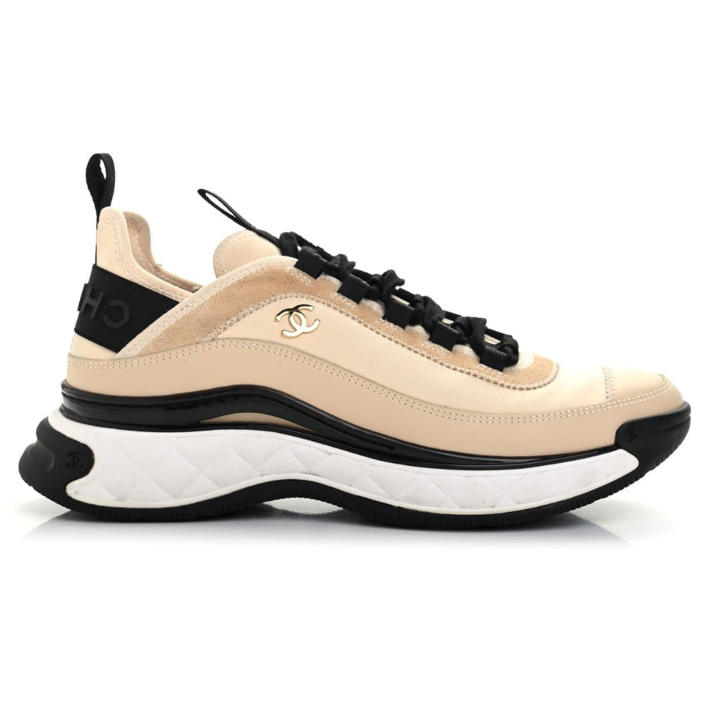 Chanel Velvet Calfskin & Mixed Fibers Sneaker 'Beige' - DUBAI ALL STAR