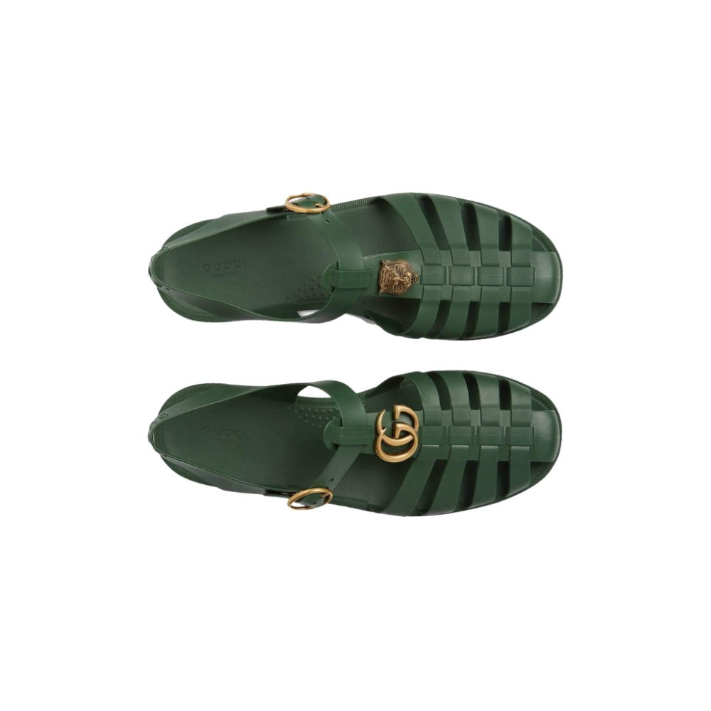 Gucci Rubber Buckle Strap Sandals - Green - DUBAI ALL STAR