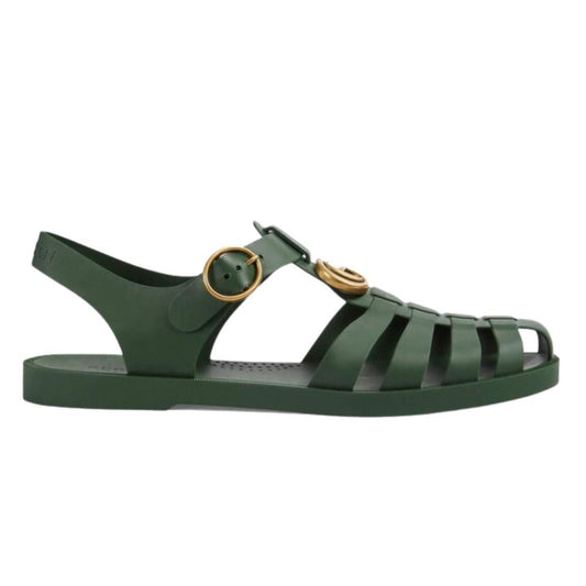 Gucci Rubber Buckle Strap Sandals - Green - DUBAI ALL STAR