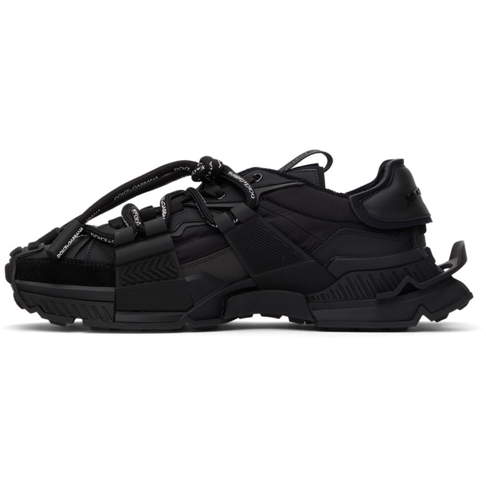 DOLCE & GABBANA Black Mixed-Materials Space Sneakers - DUBAI ALL STAR