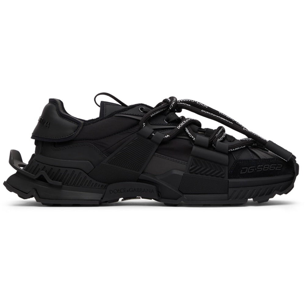 DOLCE & GABBANA Black Mixed-Materials Space Sneakers - DUBAI ALL STAR