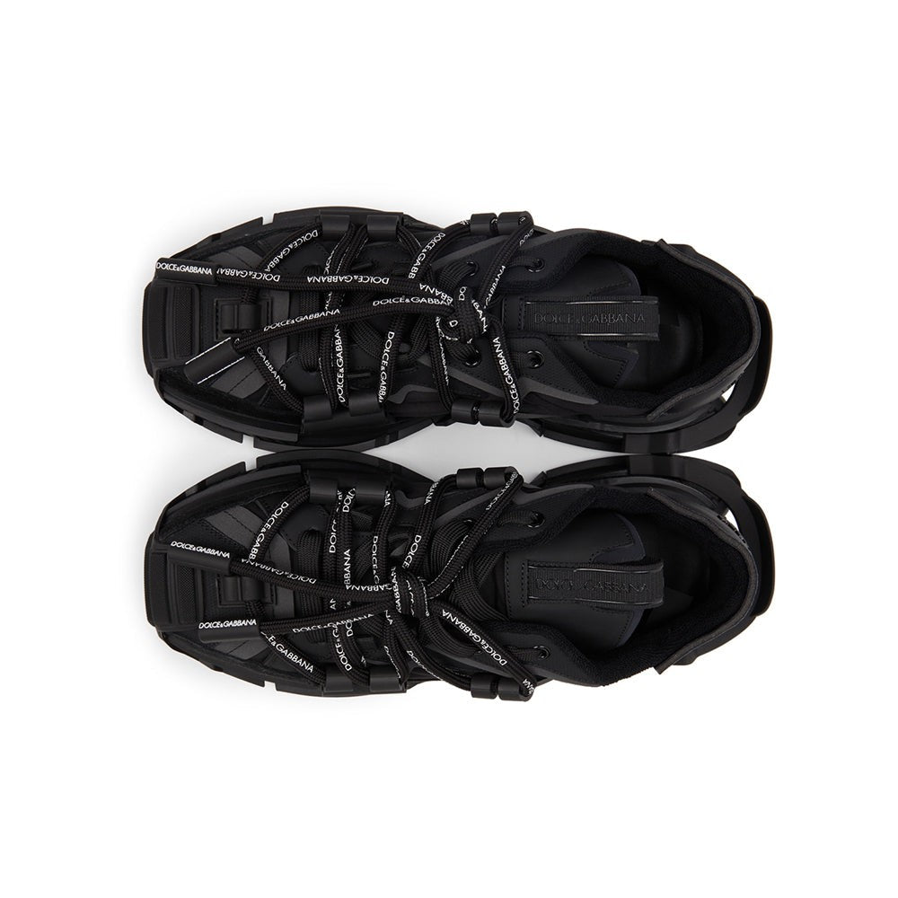 DOLCE & GABBANA Black Mixed-Materials Space Sneakers - DUBAI ALL STAR