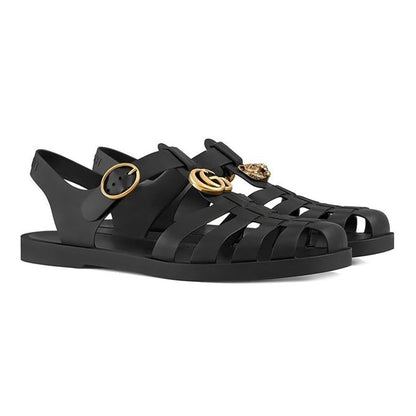 Gucci Rubber Buckle Strap Sandals - Black - DUBAI ALL STAR