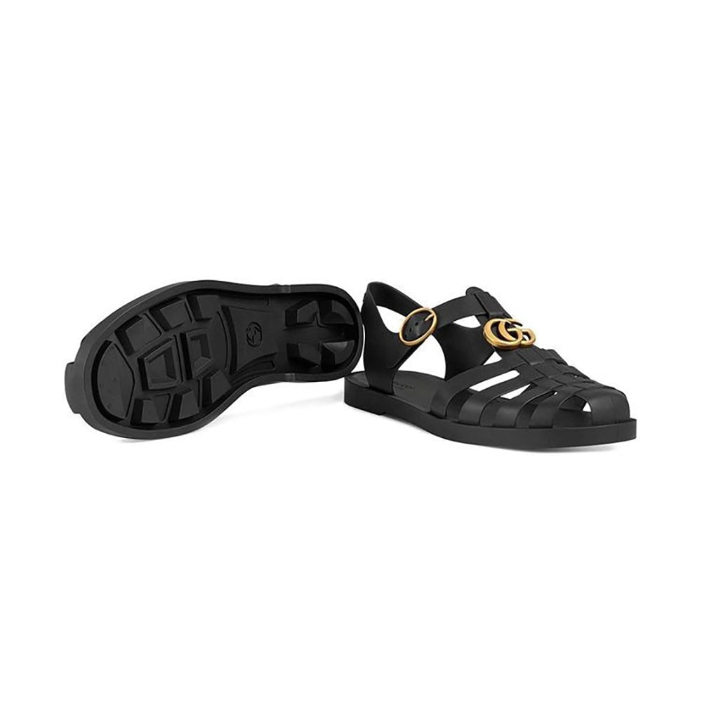 Gucci Rubber Buckle Strap Sandals - Black - DUBAI ALL STAR