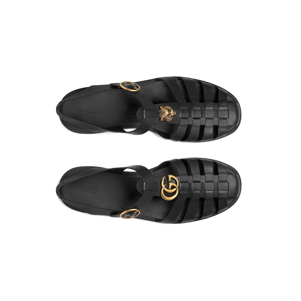 Gucci Rubber Buckle Strap Sandals - Black - DUBAI ALL STAR