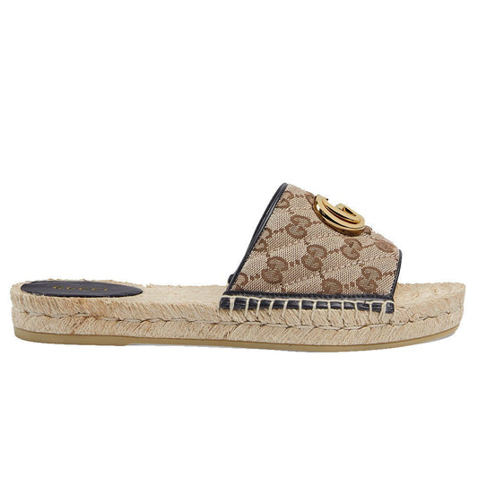 Gucci Women's Brown GG Matelassé Canvas Espadrille Sandal - DUBAI ALL STAR