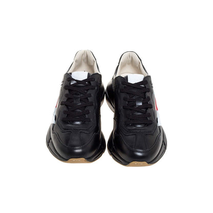 Gucci Black Leather Web Rhyton Low Top Sneakers - DUBAI ALL STAR