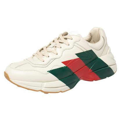 Gucci White Rhyton Web Chunky Sneakers - DUBAI ALL STAR