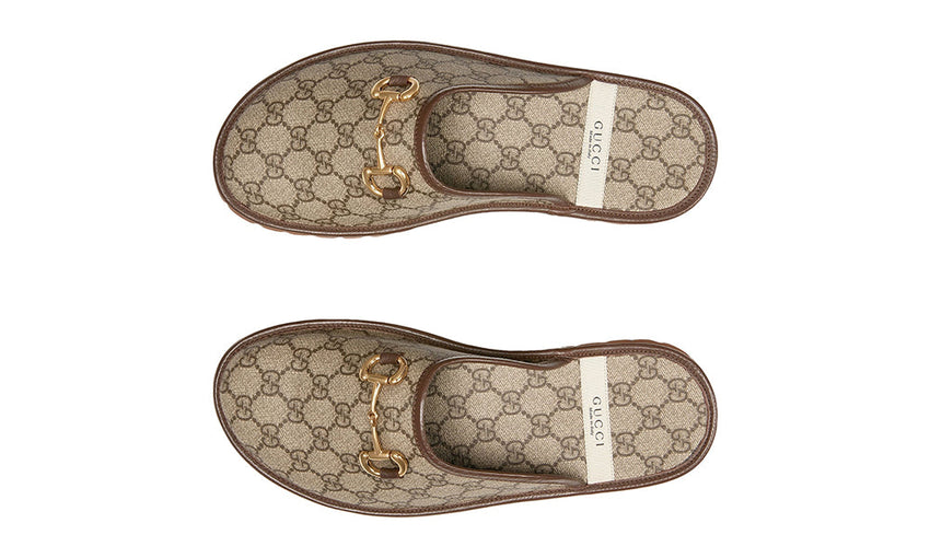 Gucci GG Supreme Horsebit-Detail Slippers - GO BOST