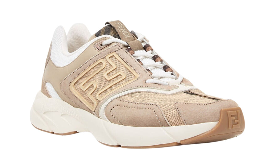 Fendi faster training shoes Beige nubuck leather low-top shoes - GO BOST