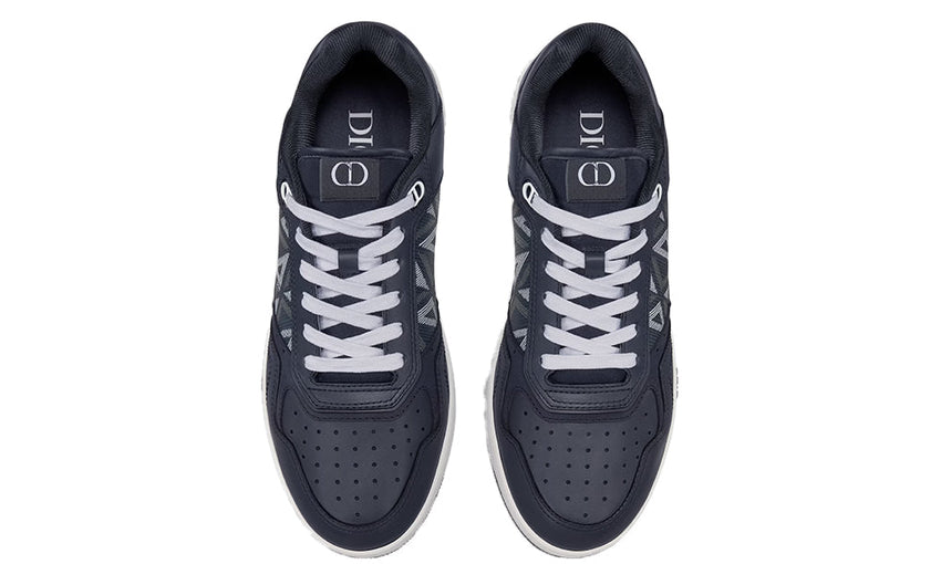 B27 LOW-TOP SNEAKER Navy Blue Smooth Calfskin and CD Diamond Canvas - GO BOST