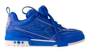 حذاء رياضي LV Skate جلد أزرق منخفض الأعلى