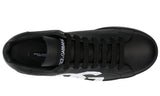 DOLCE & GABBANA Logo Print Leather Lace-up Trainers In Black - GO BOST