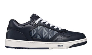 B27 LOW-TOP SNEAKER Navy Blue Smooth Calfskin and CD Diamond Canvas - GO BOST