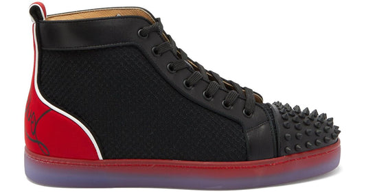 Christian Louboutin Men'S Black Fun Lou Spike High-Top Mesh Sneakers