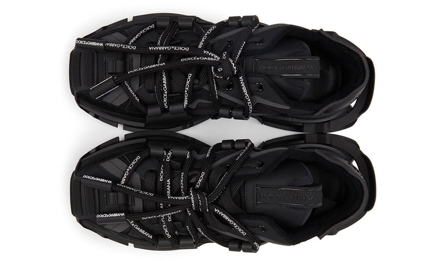 DOLCE & GABBANA Black Mixed-Materials Space Sneakers - GO BOST