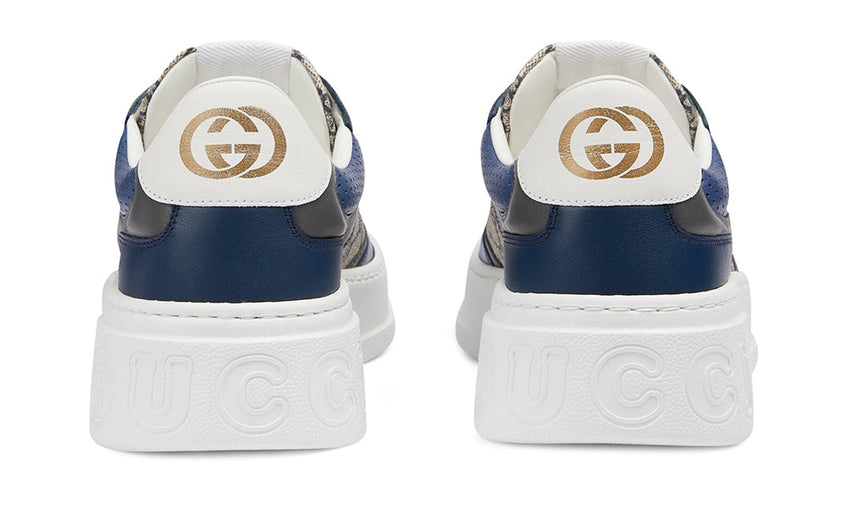GUCCI GG Canvas leather-trimmed sneakers "Blue" - GO BOST