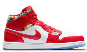 Air Jordan 1 Mid Red Patent White Blue Shoes - GO BOST